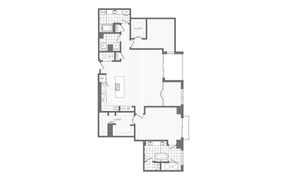 PH6 - 2 bedroom floorplan layout with 2 bathrooms and 1954 square feet (2D)