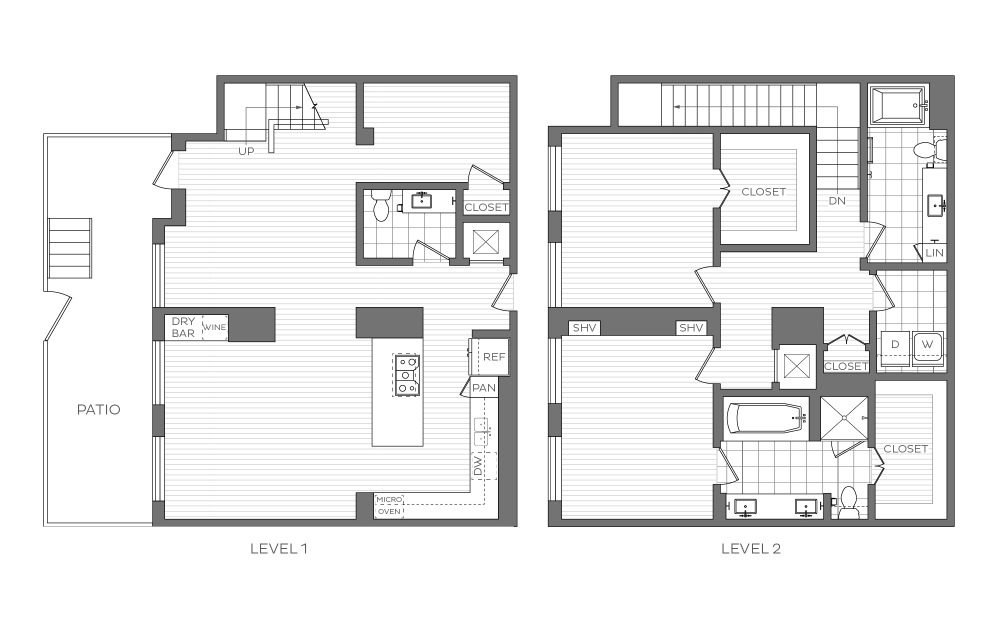 TH1 - 2 bedroom floorplan layout with 2.5 bathrooms and 2440 square feet (2D)